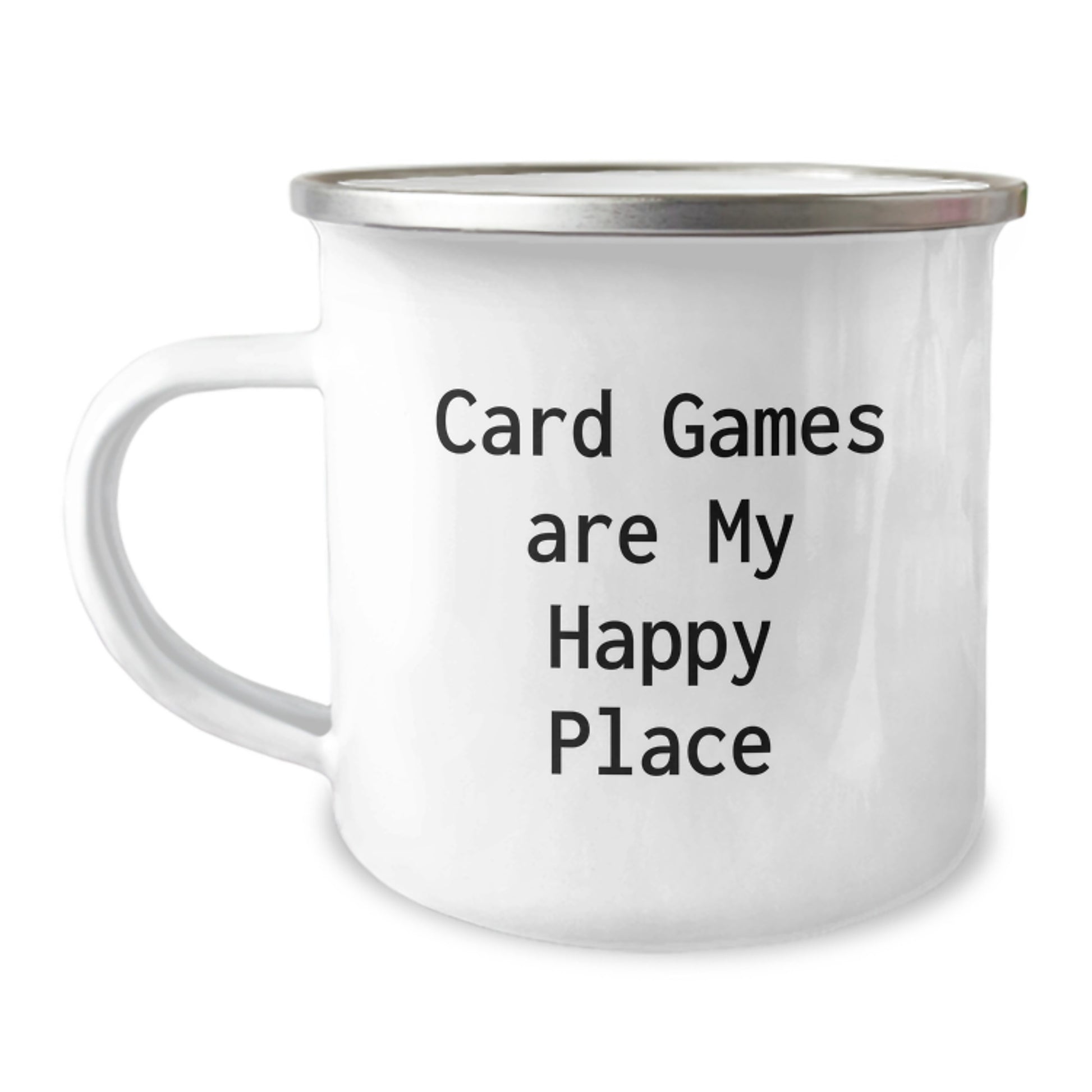 Camping Mug Funny Quote Gifts from Friends for Card Games Lovers, Christmas Unique Card Games Are My Happy Place Mugs for Women, Card Games Enthusiasts Coffee Mug - 12oz Stainless Steel - Image 1
