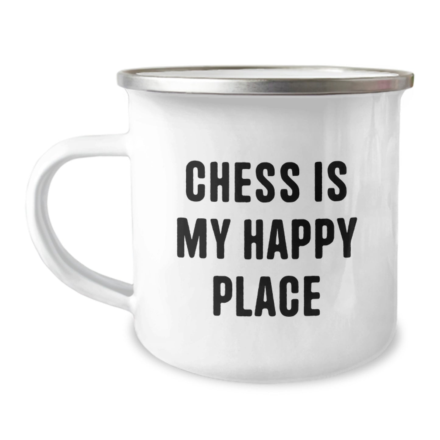 Funny Chess Gifts for Dad, Camping Mug - Chess Is My Happy Place, Ideal Gift from Son - Image 1