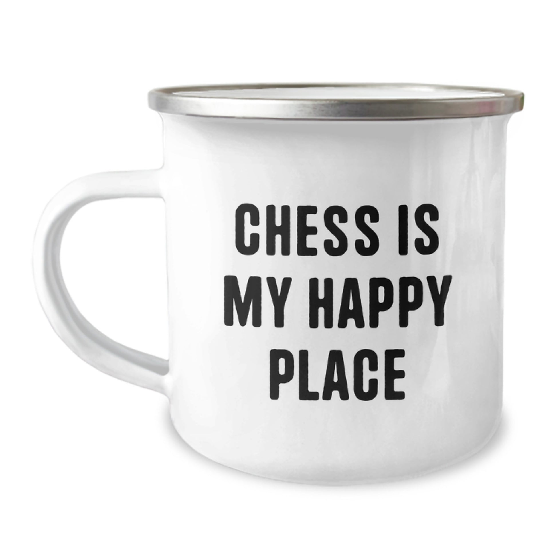 Funny Chess Gifts for Dad, Camping Mug - Chess Is My Happy Place, Ideal Gift from Son - Image 1