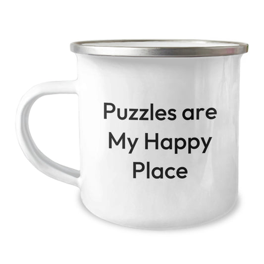 Puzzles Gifts for Puzzles Lovers, Funny 'Puzzles Are My Happy Place' Valentine's Unique Camping Mug for Men Women Friends Family - Image 1