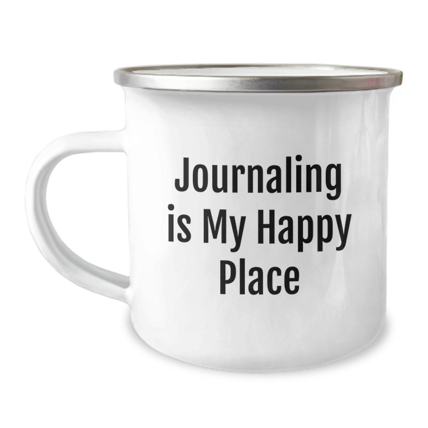 Journaling Lovers Camping Mug - Funny Quote 'Journaling Is My Happy Place' - Gifts from Best Friends, Unique Valentine's Gifts for Journaling Enthusiasts, Men, Women, Family, Coworkers - Image 1