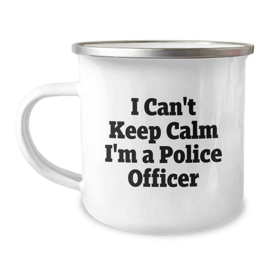 Funny Police Officer Gifts from Friends - 'I Can't Keep Calm I'm A Police Officer' Camping Mug for Graduation - Image 1