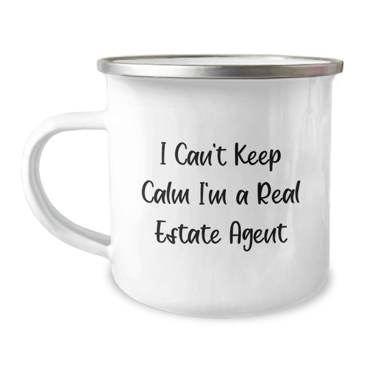 Funny Real Estate Agent Gifts from Family and Friends, Christmas Unique Gifts for Men, Women, Coworkers, or Family Members, Camping Mug with I Can't Keep Calm I'm A Real Estate Agent Quote - Image 1