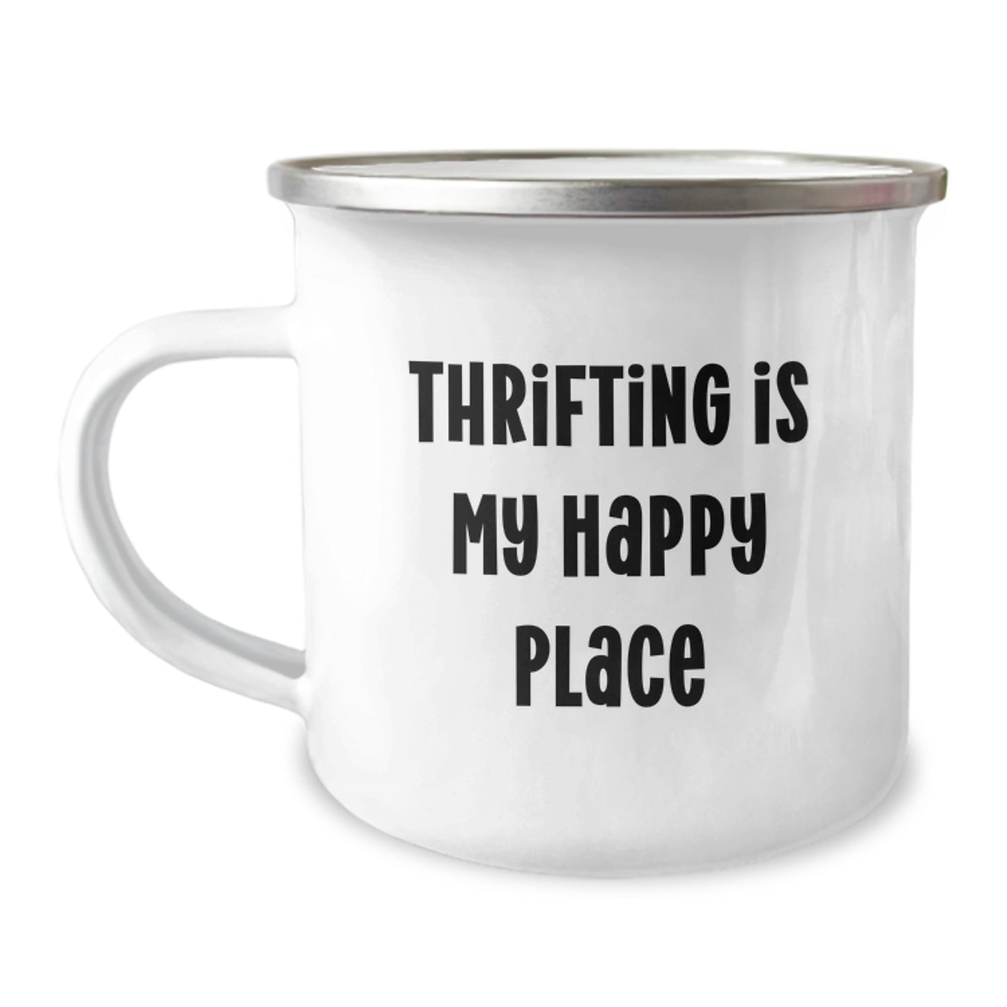 Thrifting Gifts for Her, Funny Camping Mug with 'Thrifting Is My Happy Place' Quote, Unique Mother's Day Unique Gifts from Daughter to Mom - Image 1