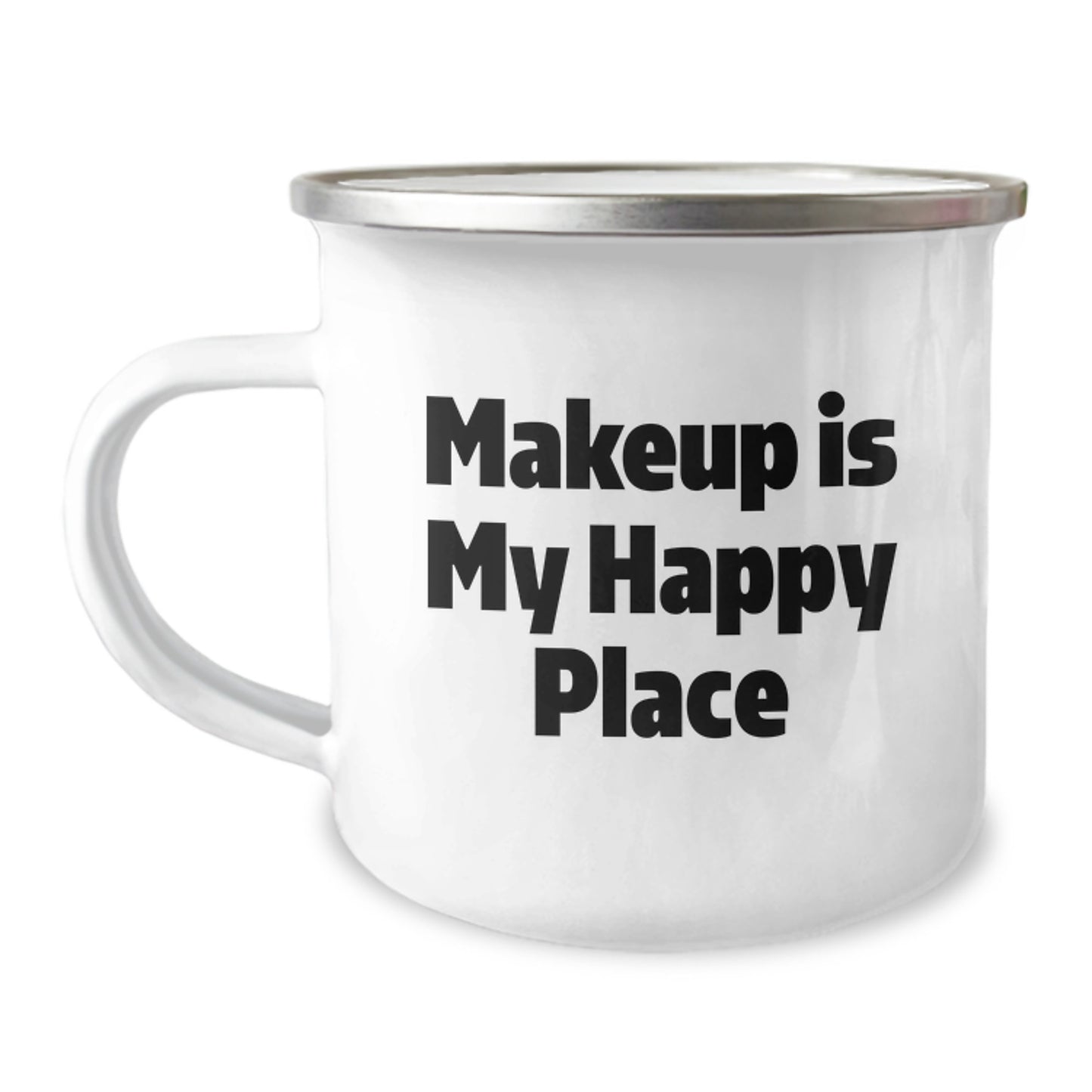 Funny Makeup Lovers Gifts from Women to Friends Camping Mug, Perfect Christmas Unique Makeup Makeup Gifts for Women, Makeup Is My Happy Place - Image 1
