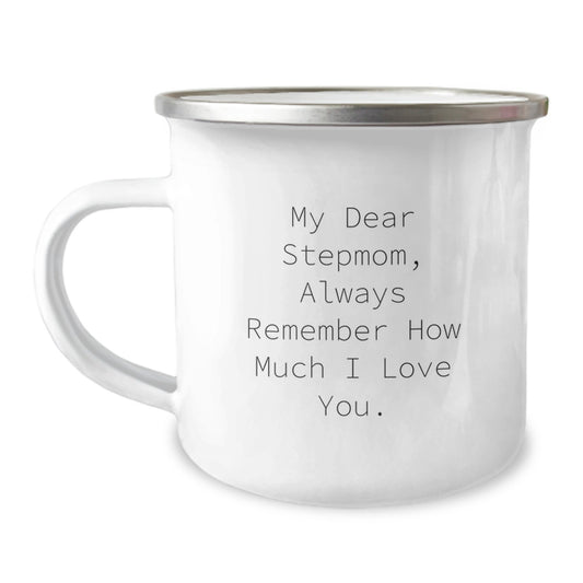 Funny Stepmom Gifts for Her with Christmas Love, Inspirational Camping Mug, Gifts from Men to Stepmom, My Dear Stepmom Quote - Image 1