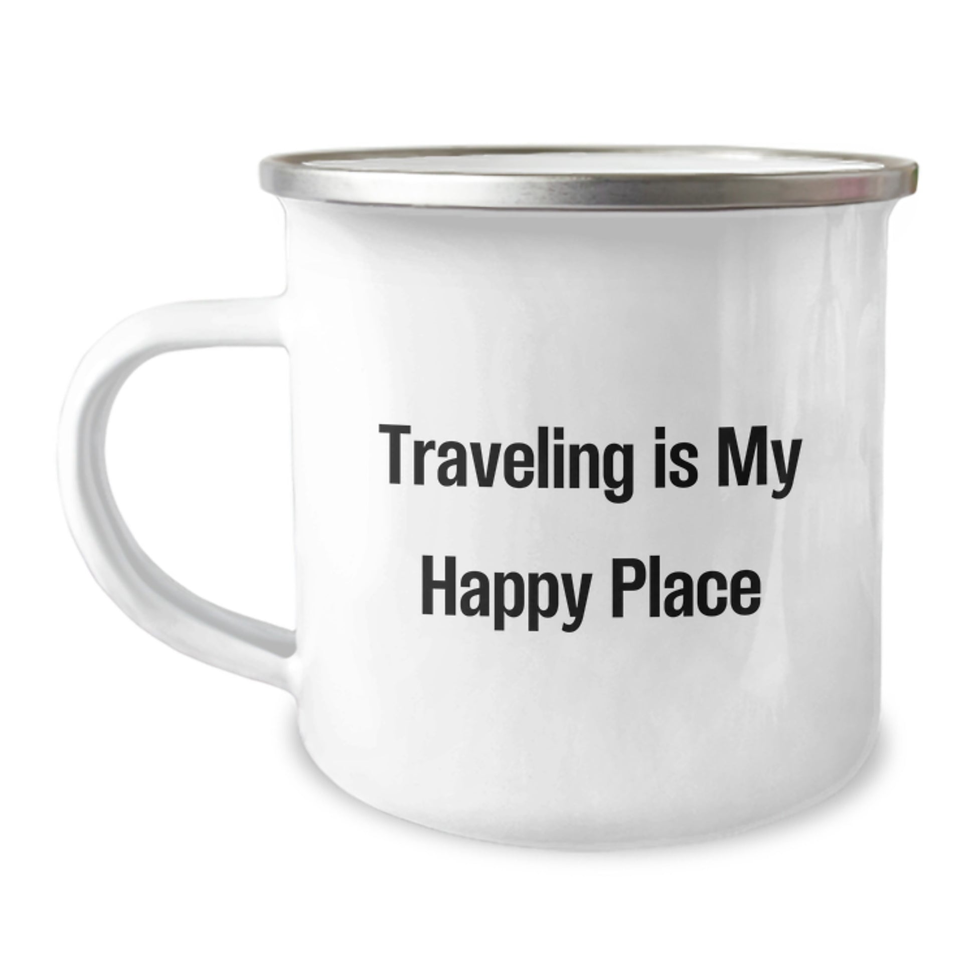 Traveling Is My Happy Place Funny Camping Mug Gifts for Traveling Friends from Men - Image 1