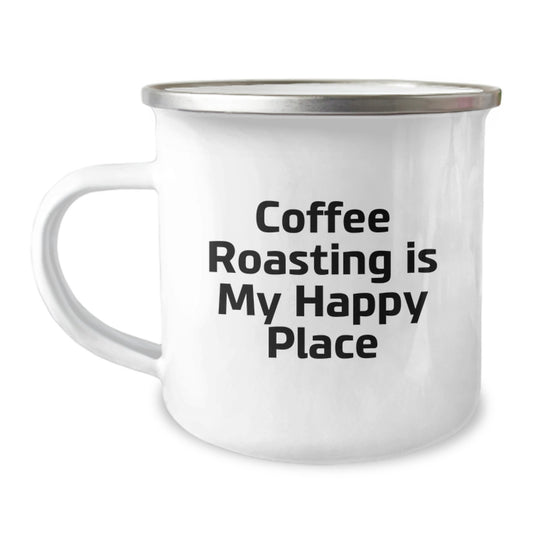 Coffee Roasting Gifts for Dad - Funny Camping Mug, 'Coffee Roasting Is My Happy Place' Quote, Stainless Steel, Father's Day Unique Gifts from Men to Family and Friends - Image 1