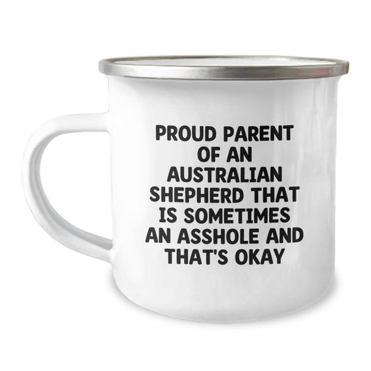 Gifts for Australian Shepherd Dog Lovers, Funny Camping Mug, Proud Parents Unconditional Love - Gifts from Family to Dad on Father's Day - Image 1