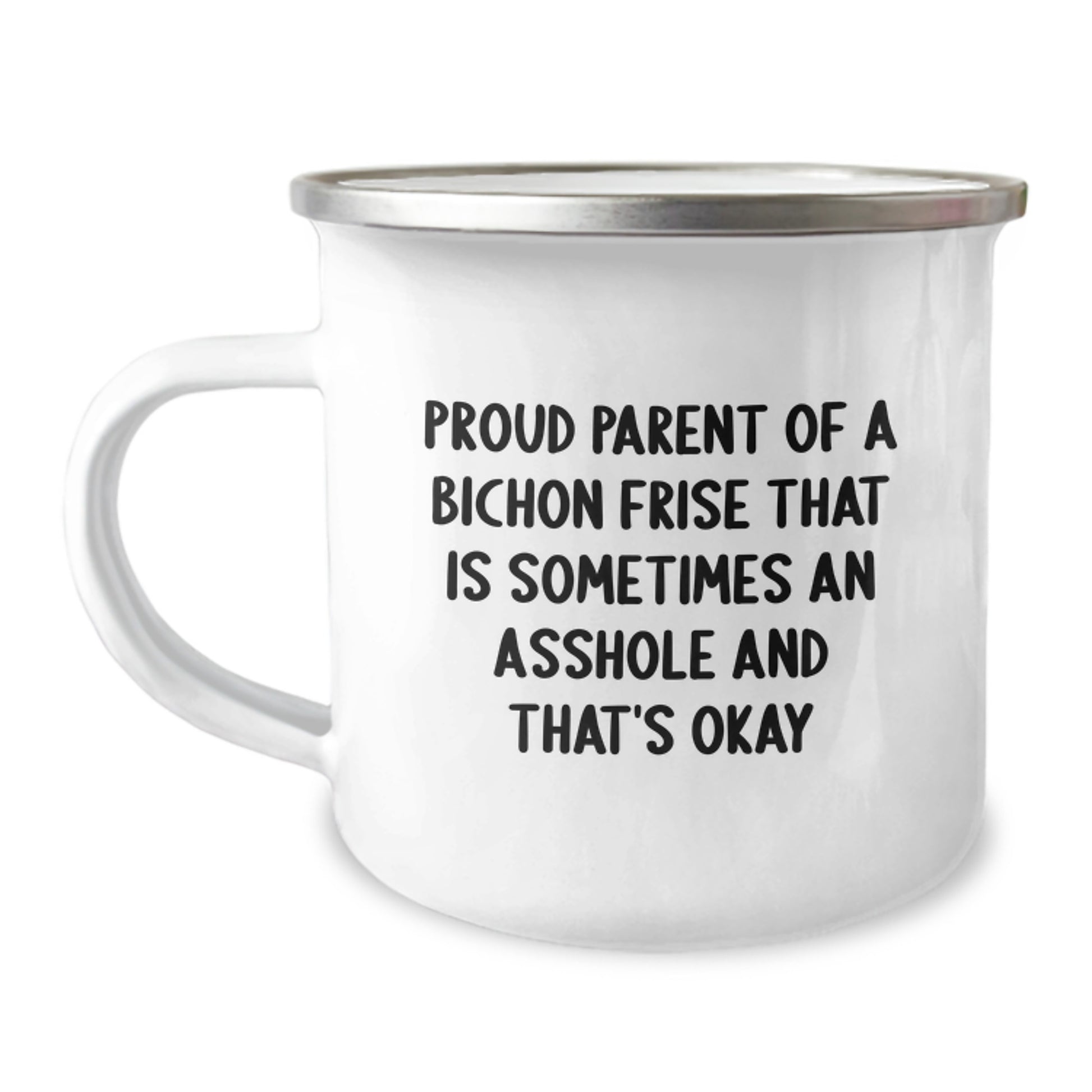 Funny Bichon Frise Dog Gifts for Men Father's Day Unique Camping Mug - Proud Parent Quotes - Image 1