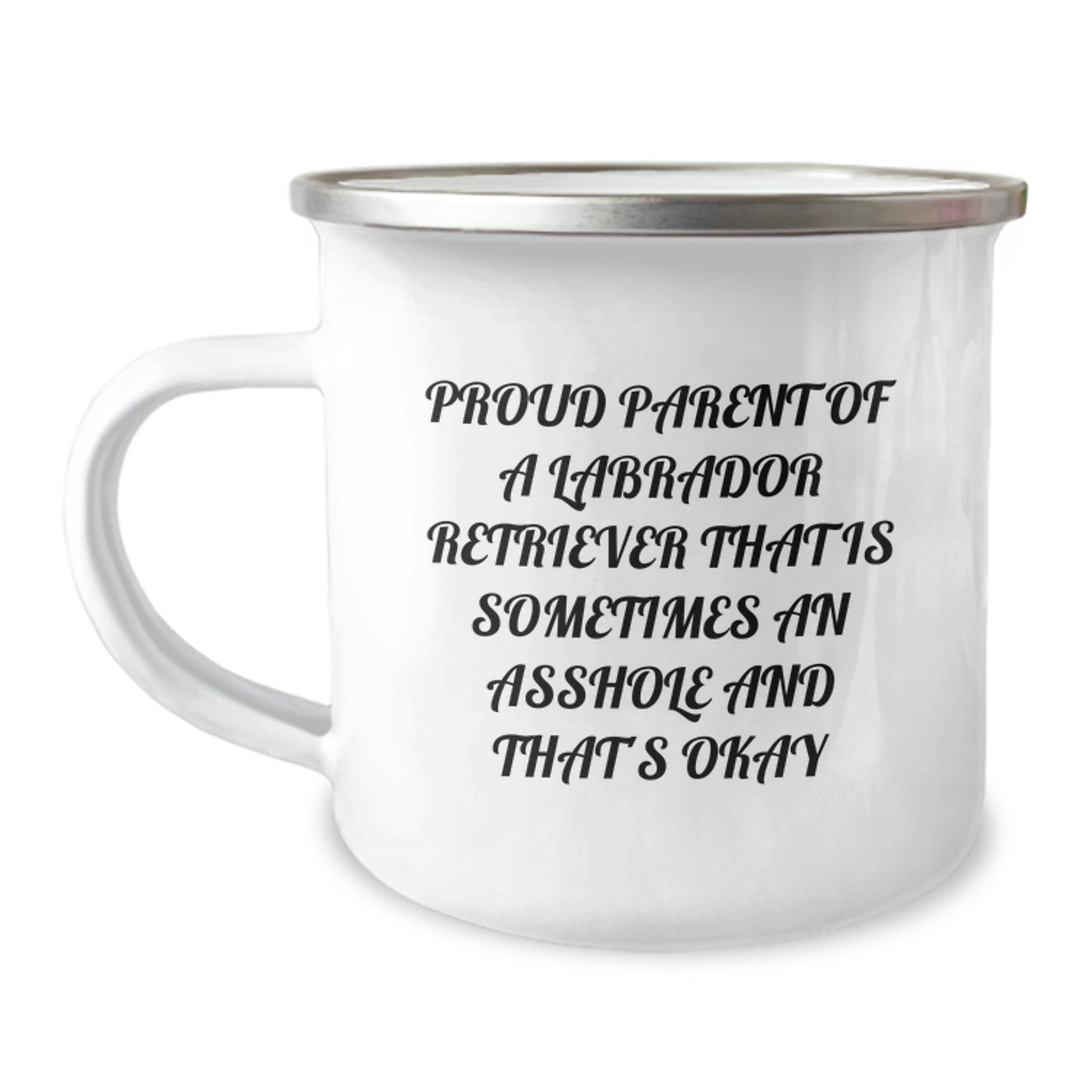 Funny Labrador Retriever Dog Gifts for Mom - Proud Parent of a Labrador Retriever That Is Sometimes an Asshole and That's Okay Camping Mug, Gifts from Mom to Daughter - Image 1