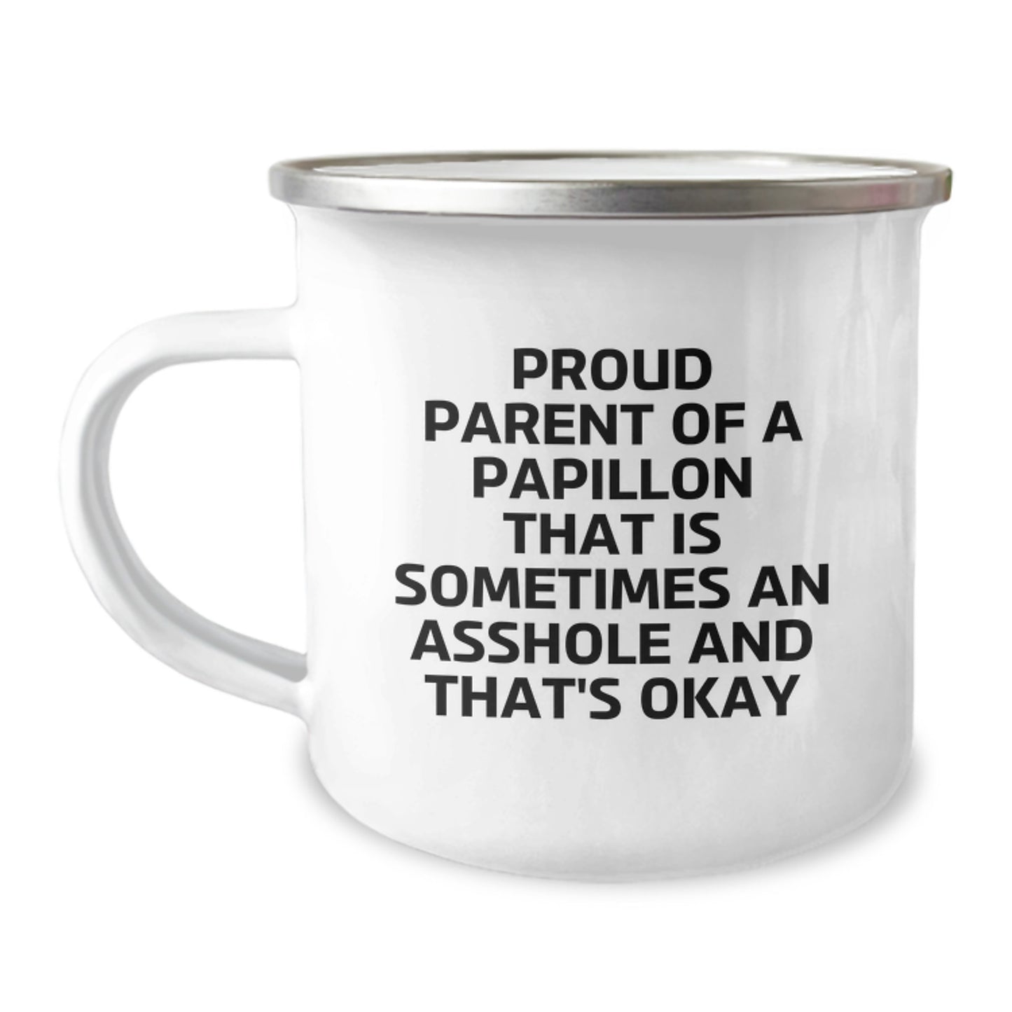 Funny Papillon Dog Gifts for Men, Camping Mug with Proud Parent Quote - Gifts from Dad to Papillon Dog Lover on Father's Day - Image 1