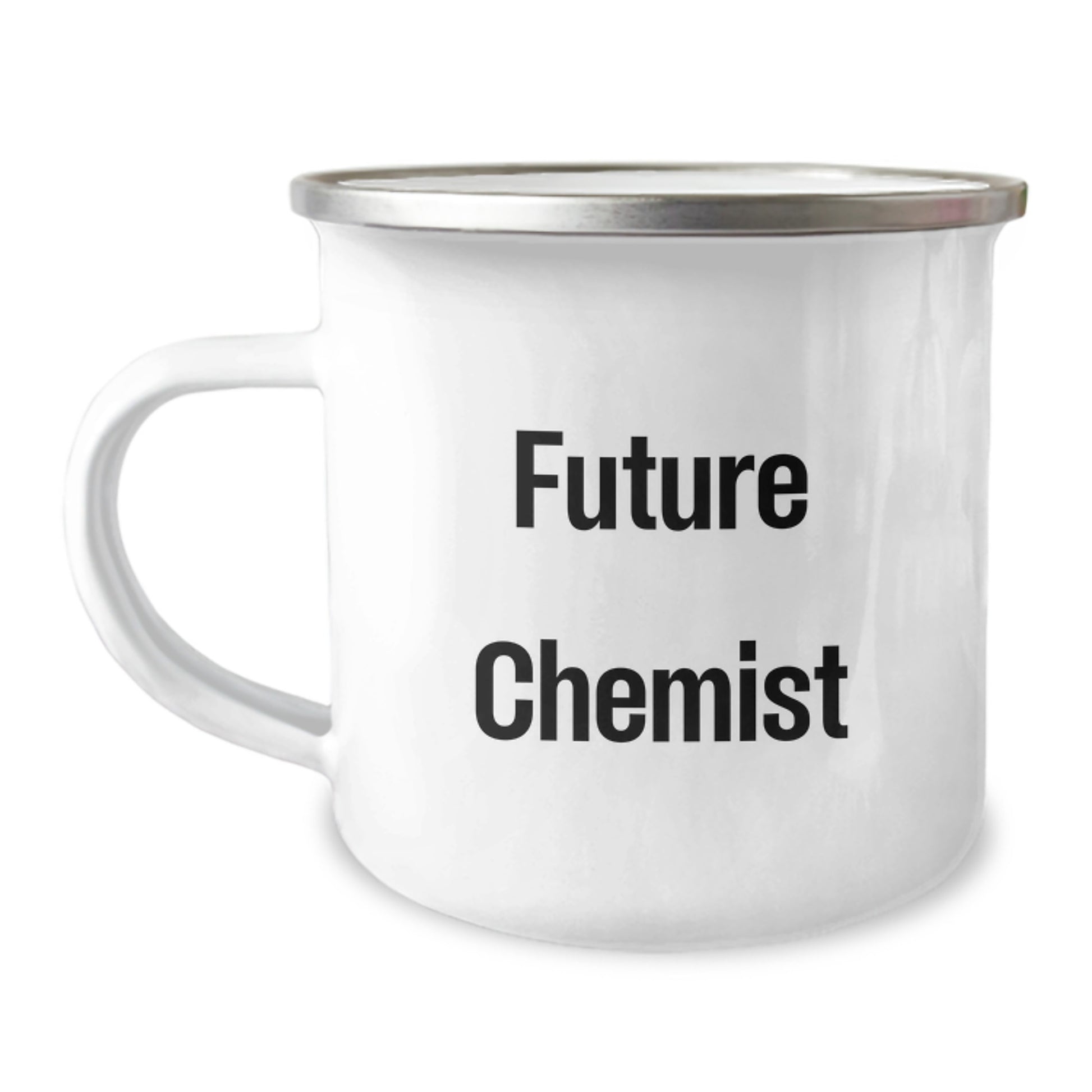 Funny Chemist Gifts from Friends for Men and Women Camping Mug, Future Chemist Quote, Unique Christmas Memorable Presents, Stainless Steel with Enamel Finish - Image 1