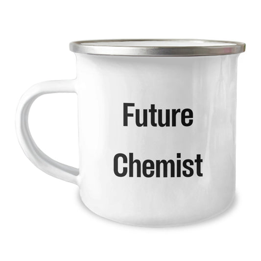 Funny Chemist Gifts from Friends for Men and Women Camping Mug, Future Chemist Quote, Unique Christmas Memorable Presents, Stainless Steel with Enamel Finish - Image 1