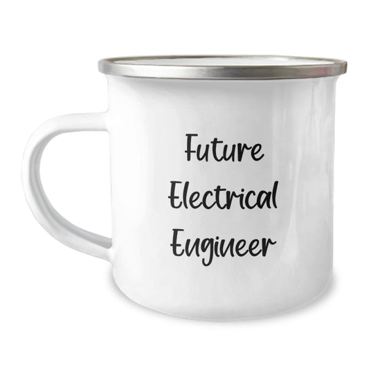 Funny Future Electrical Engineer Gifts from Friends for Graduate Electrical Engineer, Enamel Camping Mug, Unique Graduation Gifts - Image 1