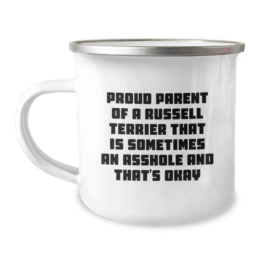 Funny Russell Terrier Dog Birthday Unique Gifts for Men Women Friends Family - Camping Mug for Russell Terrier Lover Gifts from Mom Dad Friends - Proud Parent - Image 1