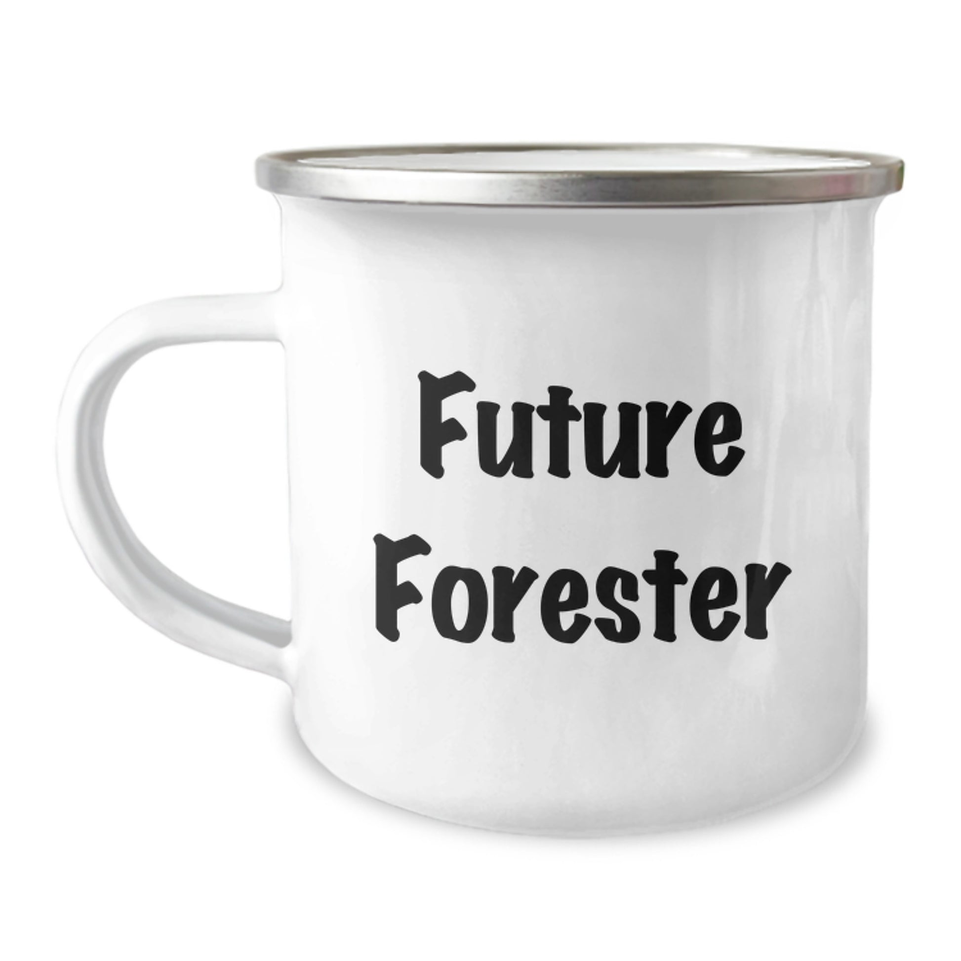 Funny Future Forester Birthday Unique Gifts from Friends, Camping Mug for Men, 'You're the Future of the Forest' Quote, 12 Oz Stainless Steel Enamel Finish - Image 1
