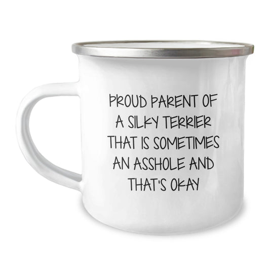 Funny Silky Terrier Dog Gifts for Dad - Gifts from Friends for Silky Terrier Lover Camping Mug, Birthday Unique Gifts for Silky Terrier Dog Owners - Image 1