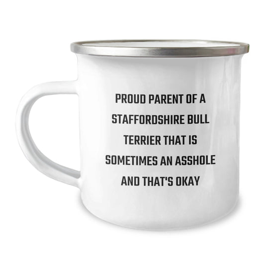 Funny Staffordshire Bull Terrier Dog Lovers Camping Mug Gifts for Him from Men, Unique Father's Day Unique Gifts - Image 1