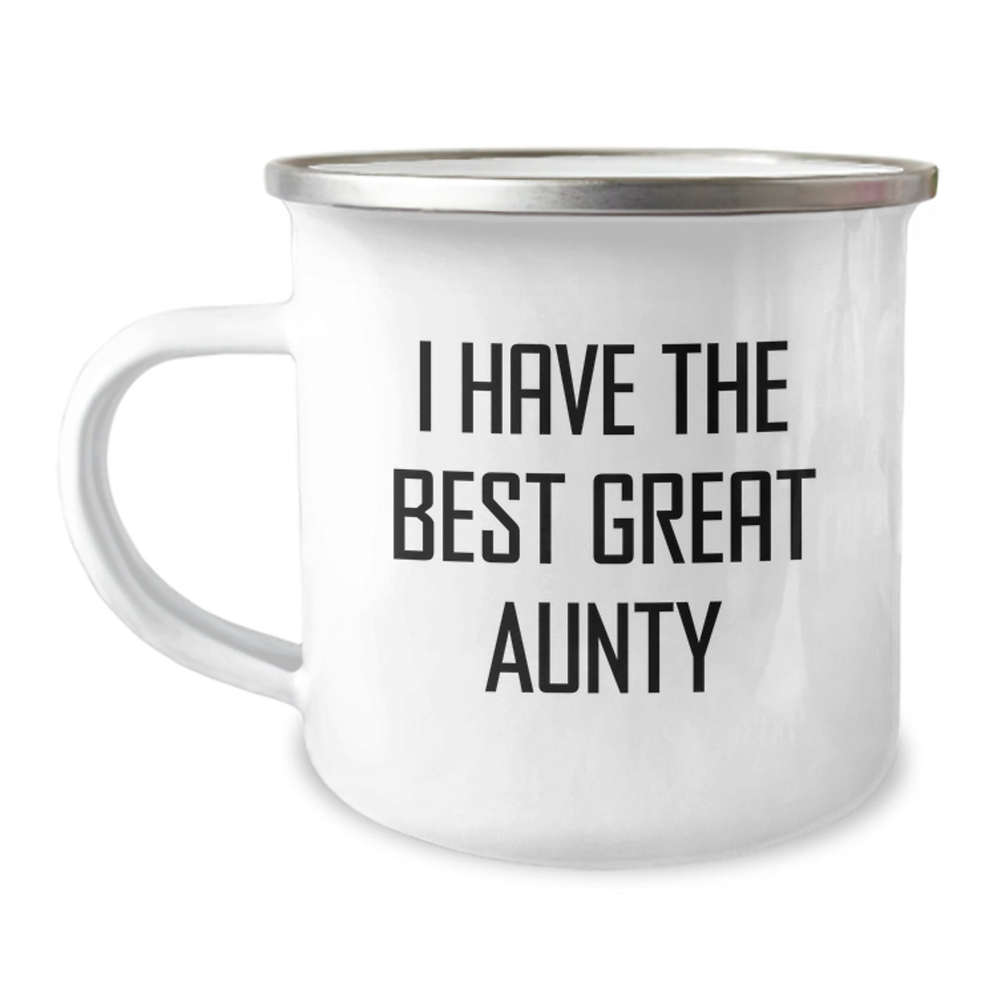 Funny Great Aunty Gifts for Her, Valentine's Unique Camping Mug, Gifts from Men to Aunty with I Have The Best Great Aunty, Stainless Steel with Enamel Finish, Perfect for Outdoor Adventures - Image 1