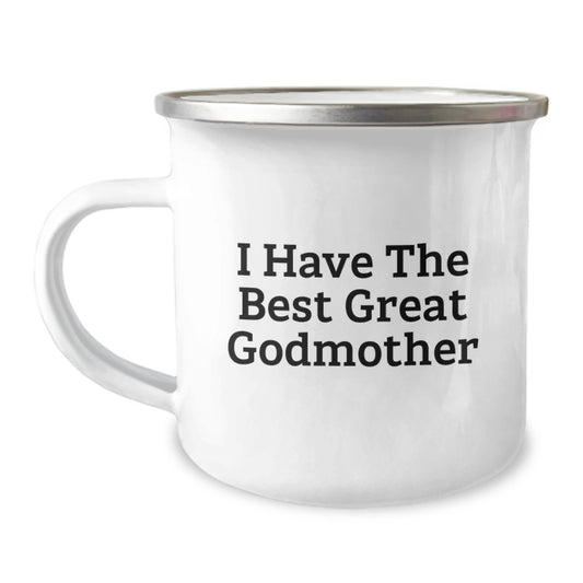 Funny Godmother Gifts from Men to Godmother on Father's Day Unique Camping Mug - Great Quote I Have The Best Great Godmother - Image 1