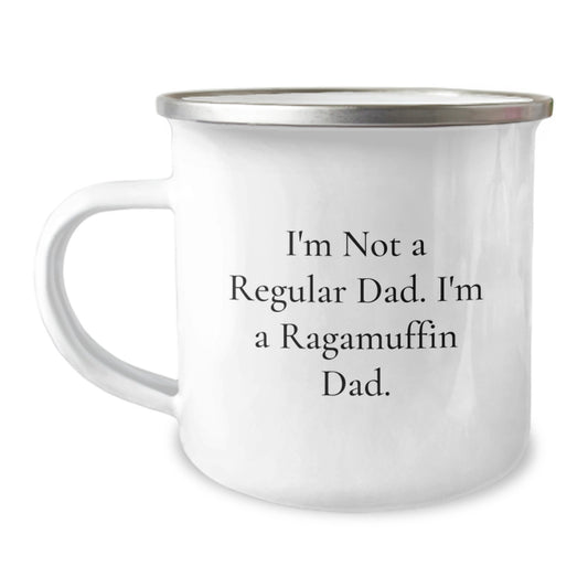 Unique Ragamuffin Cat Gifts for Dad, Funny Camping Mug with 'I'm Not A Regular Dad. I'm A Ragamuffin Dad.' Quote, Perfect for Men Family Friends Coworkers - Image 1