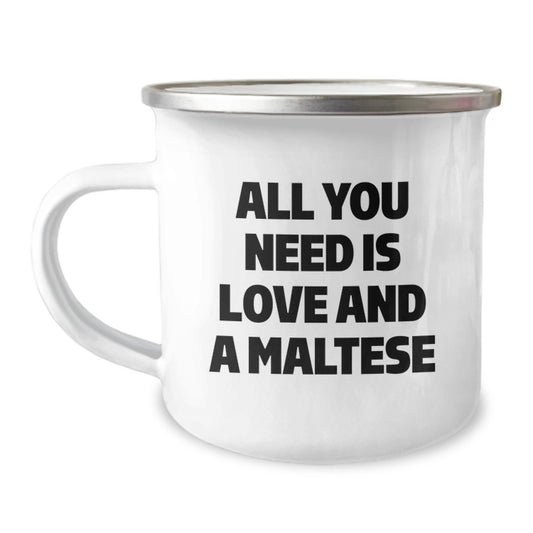 Cute Maltese Dog Camping Mug Gifts from Friends for Birthday Unique Presents - Image 1