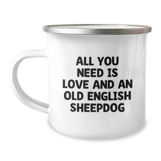 Funny Old English Sheepdog Camping Mugs for Valentine's Gifts from Men to Family - Image 1
