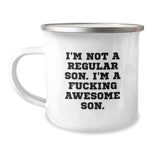 Funny Son Gifts for Him, Inspirational Camping Mug, I'm Not A Regular Son. I'm A F--king Awesome Son., Gifts from Dad for Son on Christmas Unique Gifts - Image 1