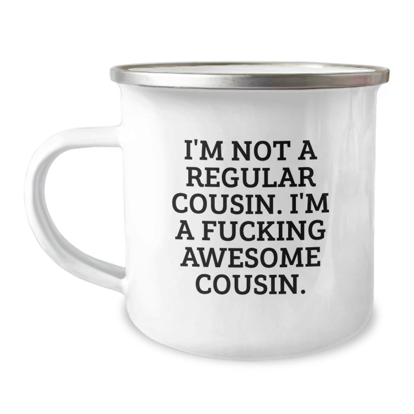 Funny Cousin Gifts from Men for Cousin - 'I'm Not A Regular Cousin...' Camping Mug for Christmas Unique Gifts - Image 1