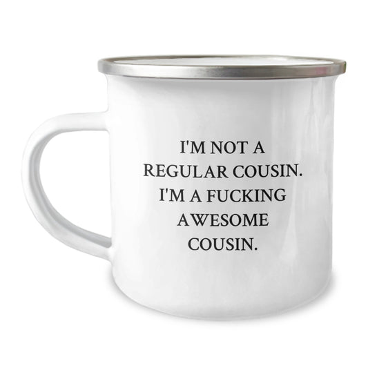 Funny Christmas Cousin Gifts from Men to Awesome Cousin, Camping Mug for Cousin Lovers, Unique Cousin Presents - Image 1