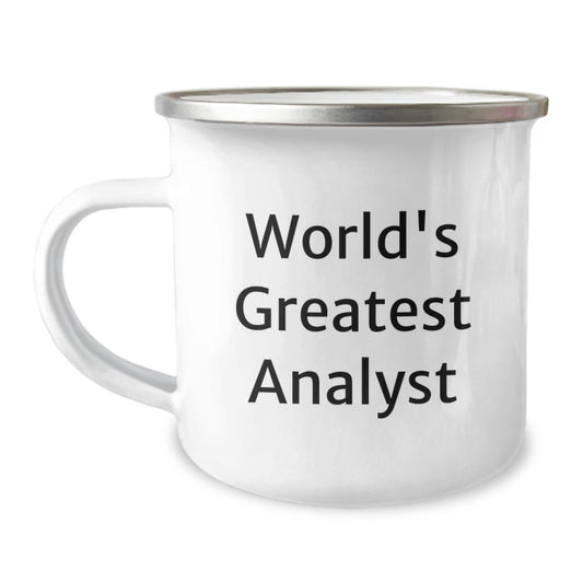 Funny Analyst Gifts from Family for Graduation Unique Mugs 'World's Greatest Analyst' Enamel Camping Mug, 12 oz Stainless Steel, Perfect for Analyst Men, Women, Friends, Coworkers - Image 1