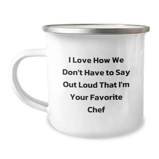 Gifts from Family to Favorite Chef, Funny Camping Mug for Chef, 12 oz Stainless Steel Enamel Finish Mug for Christmas Unique Gifts - Image 1