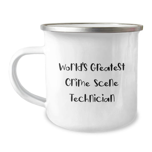 Funny Crime Scene Technician Gifts for Men - 'World's Greatest' Birthday Unique Gifts from Friends - 12 oz Stainless Steel Camping Mug - Image 1