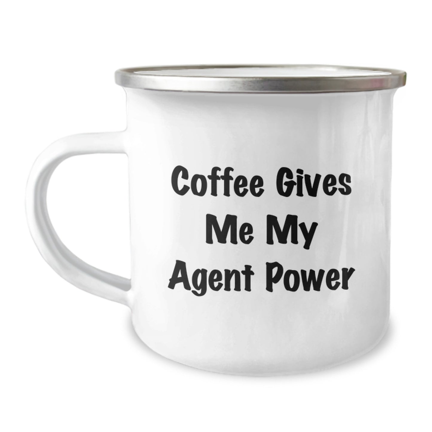 Funny Agent Gifts from Friends, Unique Camping Mug for Graduation, Coffee Gives Me My Agent Power - Image 1