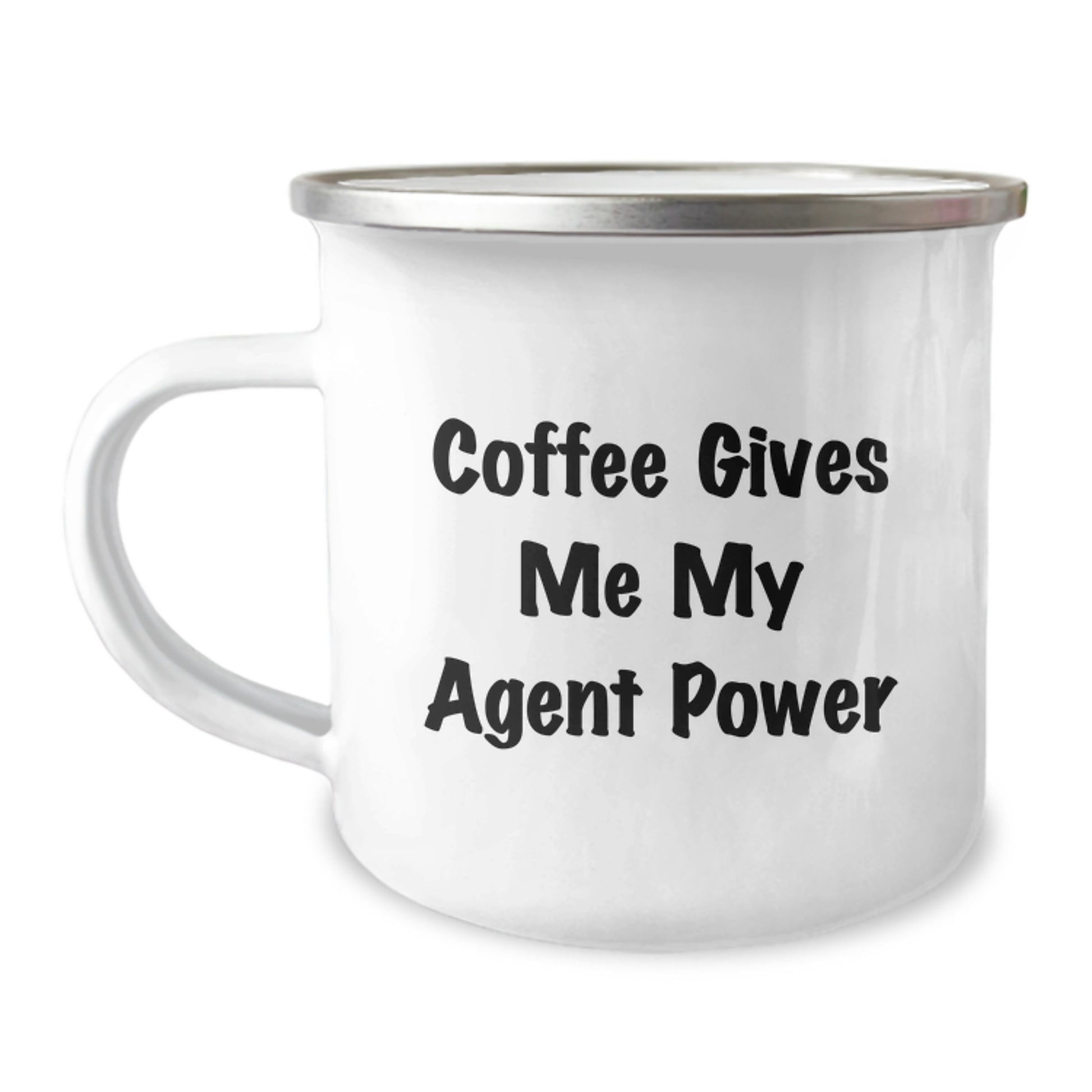 Funny Agent Gifts from Friends, Unique Camping Mug for Graduation, Coffee Gives Me My Agent Power - Image 1