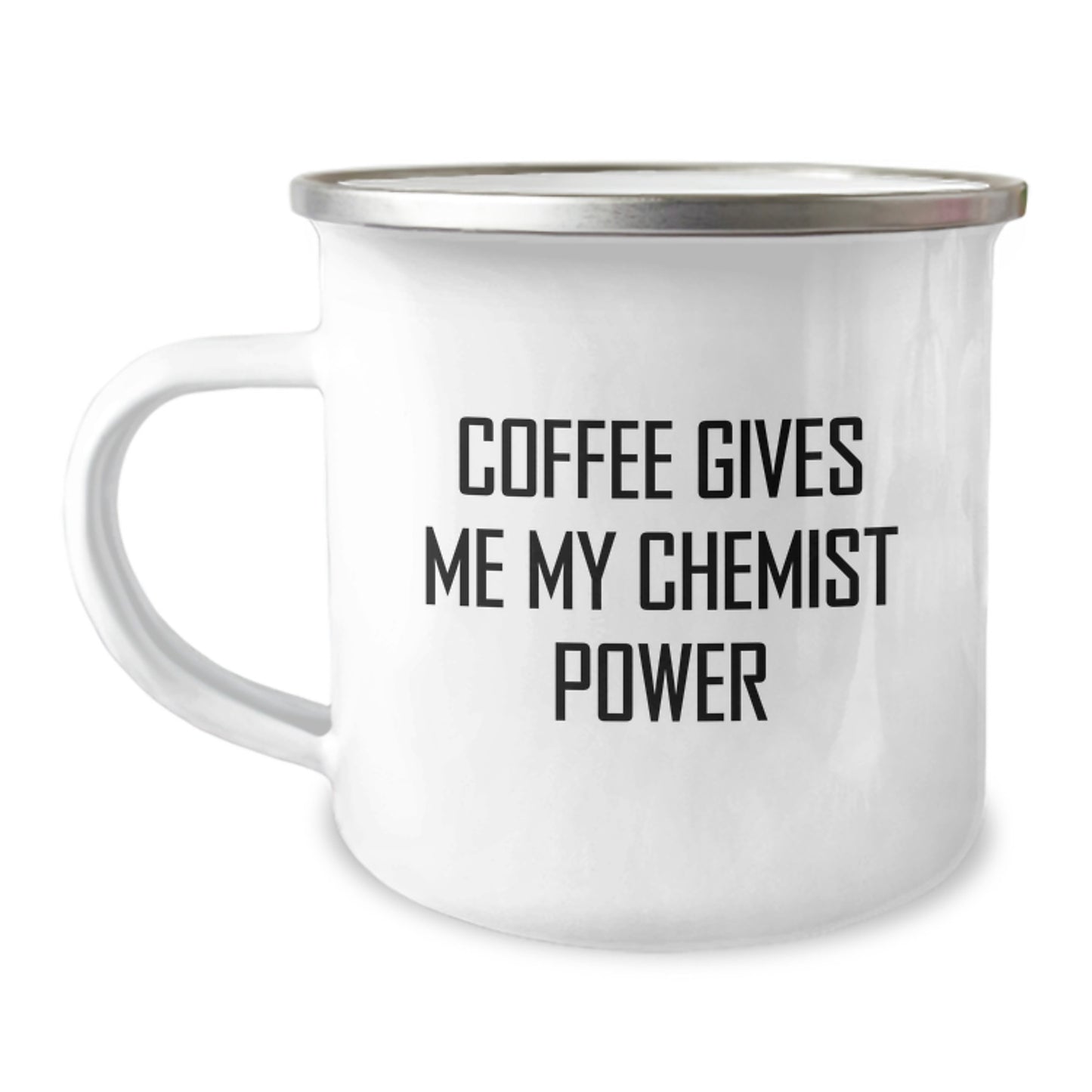 Chemist Inspired Funny Camping Mug Gifts from Friends for Graduation, Coffee Gives Me My Chemist Power, Unique Chemist Gift for Chemists - Image 1