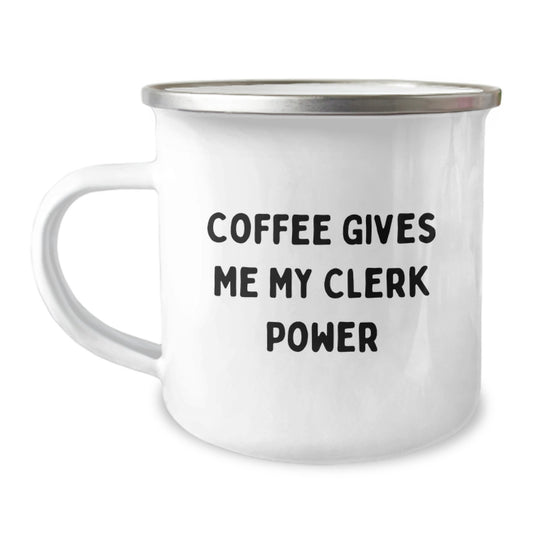 Cute Clerk Gifts from Friends for Men Graduation Unique Coffee Mugs with Funny Quote - Clerk Power Mug - Image 1