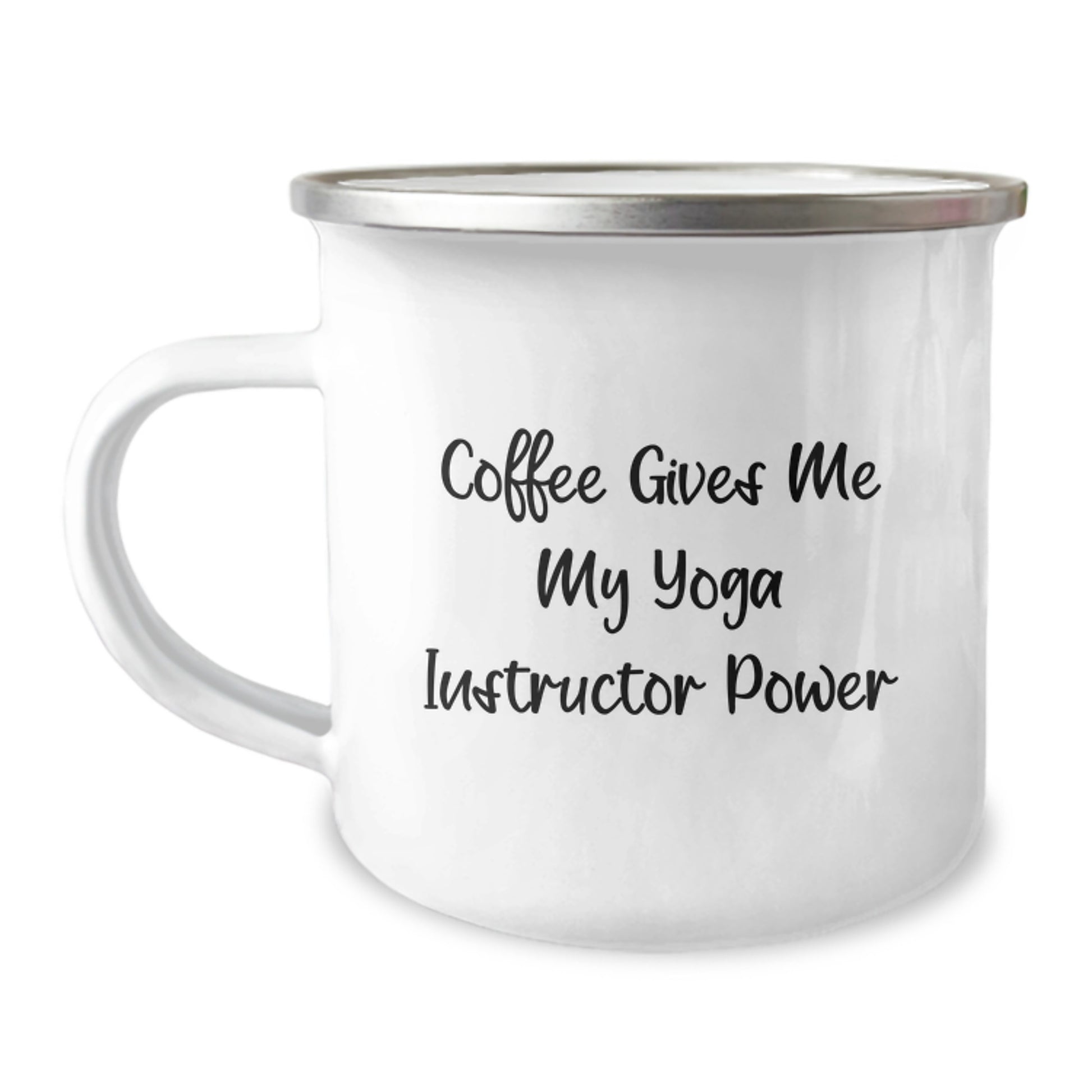 Yoga Instructor Gifts from Friends Funny Camping Mug for Graduation, Coffee Gives Me My Yoga Instructor Power, Inspirational Quote, Stainless Steel with Enamel Finish - Image 1