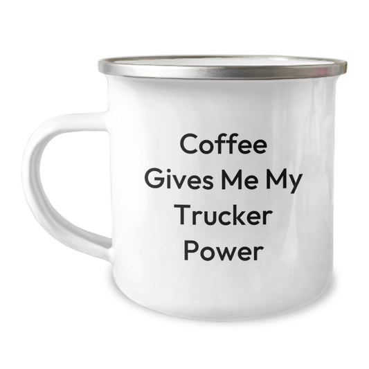 Funny Trucker Gifts from Friends, Unique Camping Mug for Trucker Lovers, Coffee Gives Me My Trucker Power, Graduation Unique Gifts - Image 1