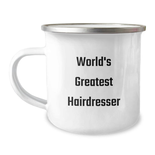 Funny World's Greatest Hairdresser Gifts for Hairdresser Friends and Family - Camping Mug - Image 1