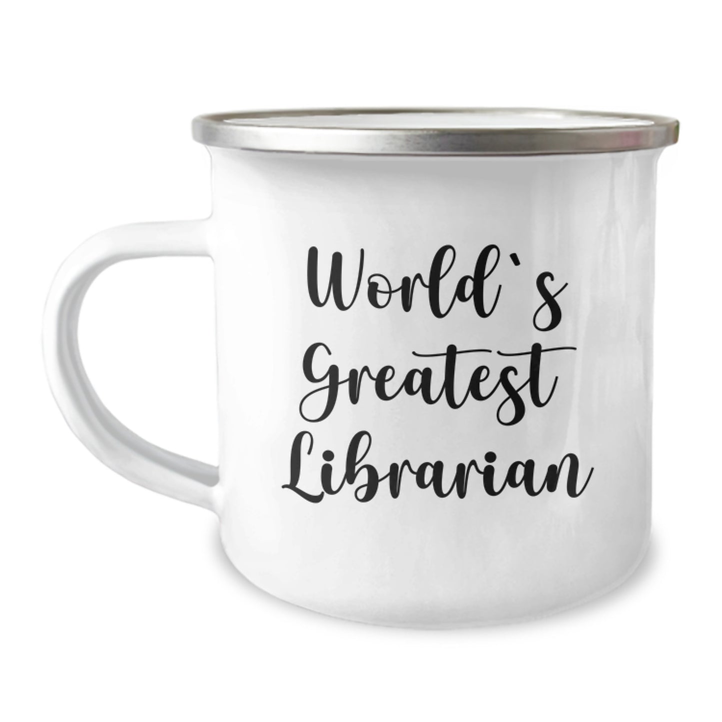 Funny Gifts from Friends for Librarian, World's Greatest Librarian Quote, Valentine's Unique Camping Mug, Stainless Steel with Enamel Finish, 12 oz Capacity - Image 1