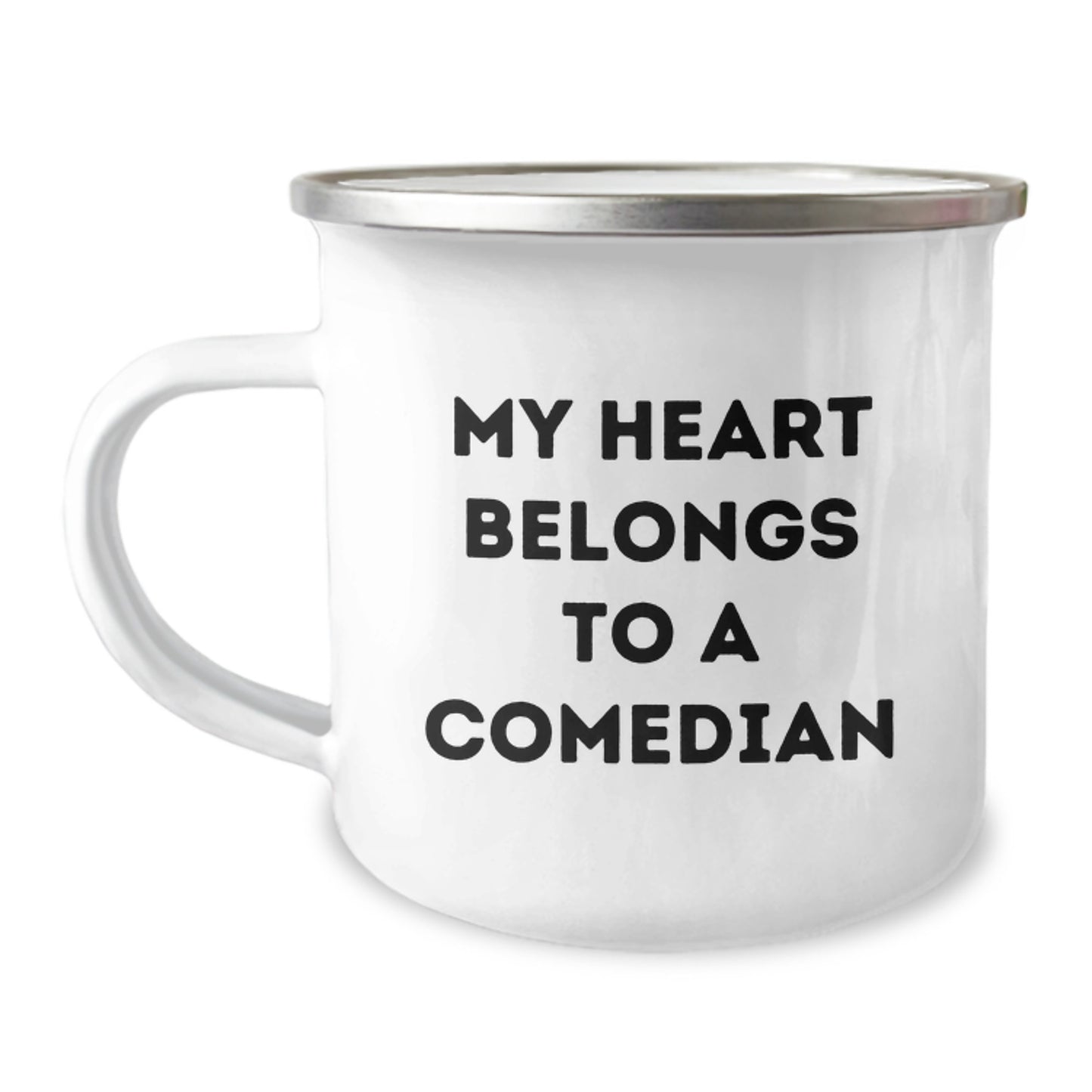 Comedian Gifts from Friends for a Comedian Lover Funny Camping Mug - 'My Heart Belongs To A Comedian' Unique Graduation Gift for Comedian - Image 1
