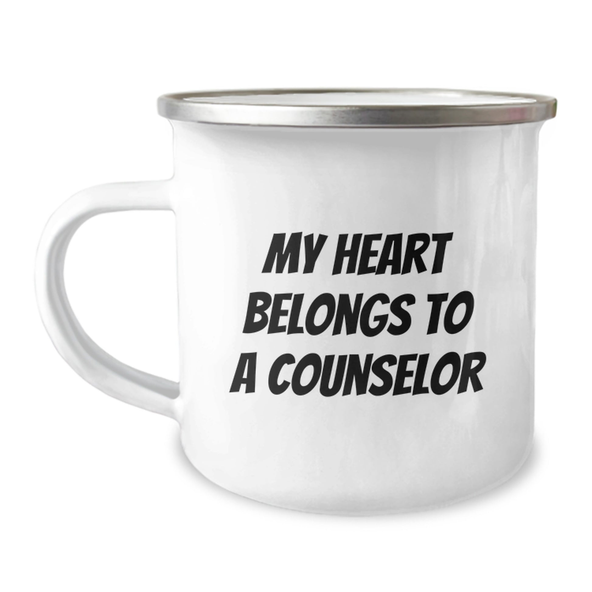 Funny Counselor Gifts from Friends to Graduation Unique Gifts for Counselors - 'My Heart Belongs To A Counselor' Camping Mug - Image 1