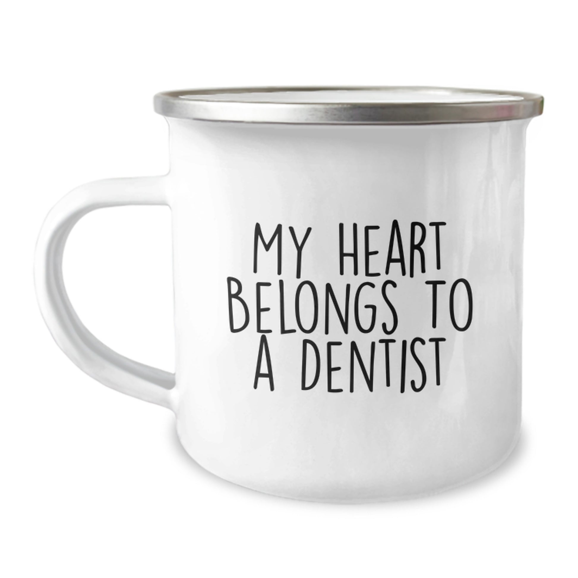 Funny Dentist Gifts from Friends for Graduation Unique Mugs - 'My Heart Belongs To A Dentist' Design for Camping Enthusiasts - Image 1