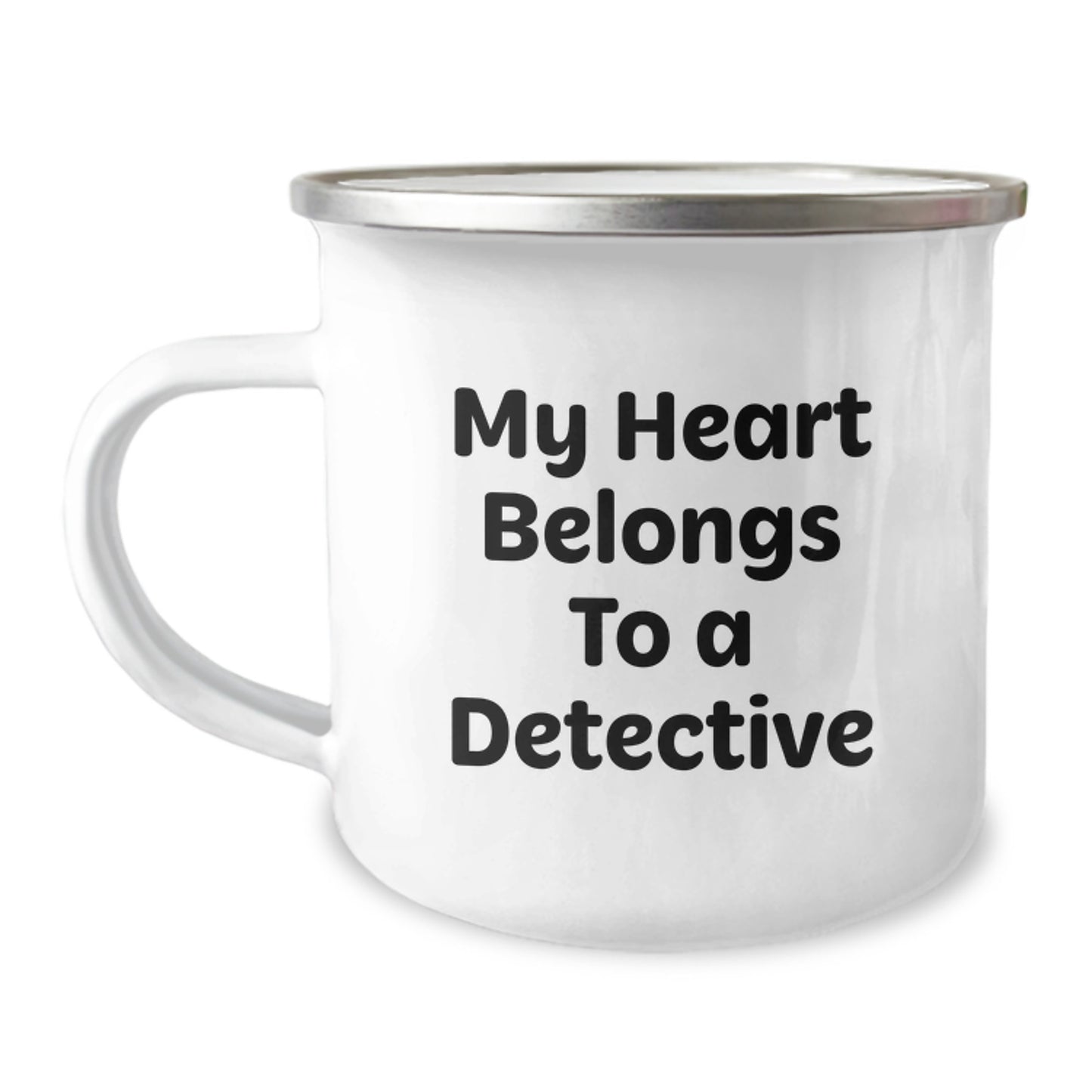 Funny Detective Gifts from Men for Graduation Unique Gifts - My Heart Belongs To A Detective Camping Mug for Detective Enthusiasts - Image 1