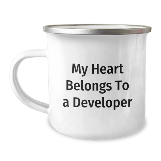 Funny Developer Gifts for Him - My Heart Belongs To A Developer Birthday Unique Gifts from Friends to Developer - Image 1