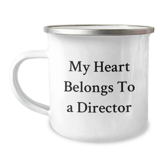 Funny Director Gifts from Friends and Family for Graduation - My Heart Belongs To A Director Camping Mug - Image 1