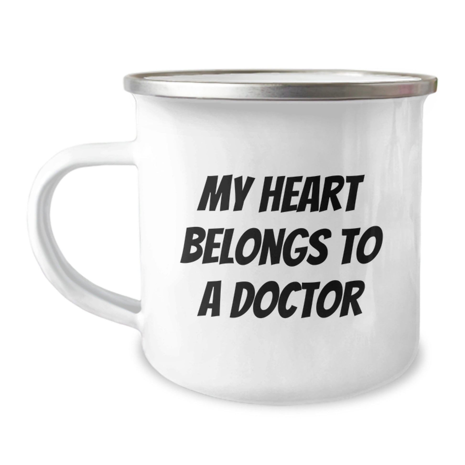 Funny My Heart Belongs To A Doctor Gifts for Doctors from Friends - Christmas Unique Doctor Camping Mug - Image 1