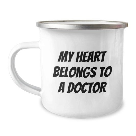 Funny My Heart Belongs To A Doctor Gifts for Doctors from Friends - Christmas Unique Doctor Camping Mug - Image 1